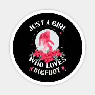 Just a Girl Who Loves Wolves Bigfoot Watercolor Sasquatch Magnet